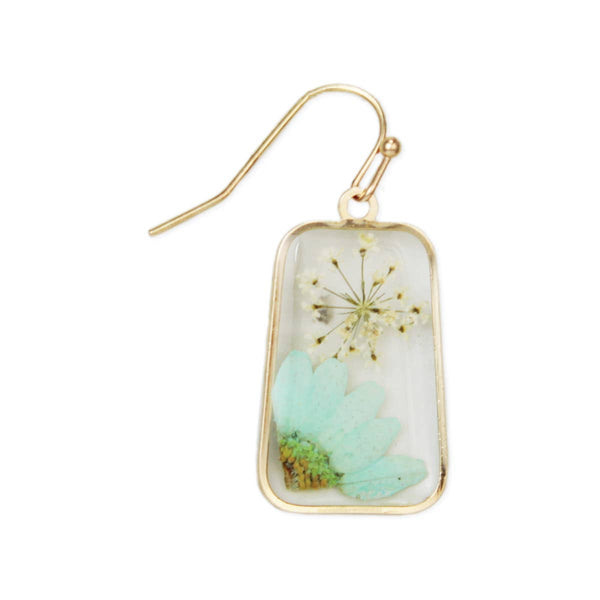 Vintage Mint Dried Flower Earrings