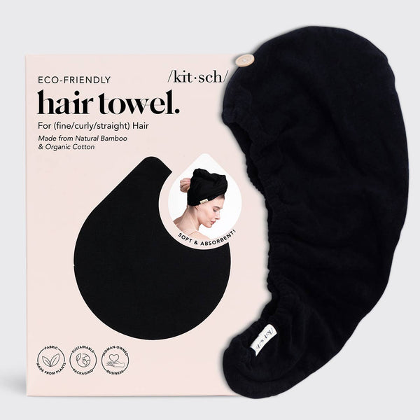 Black Eco-Friendly Microfiber Hair Towel