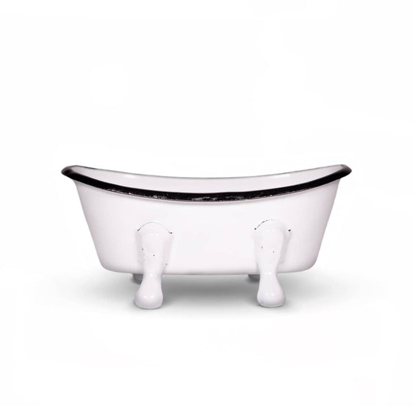 Farmhouse Metal Bathtub Soap Dish | White + Black