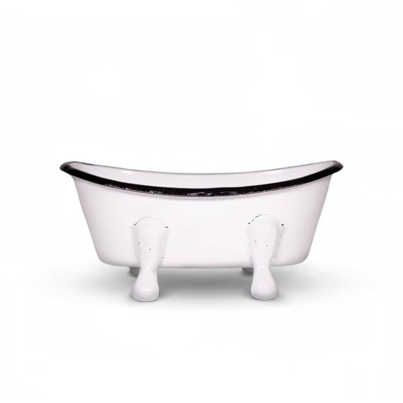 Farmhouse Metal Bathtub Soap Dish | White + Black