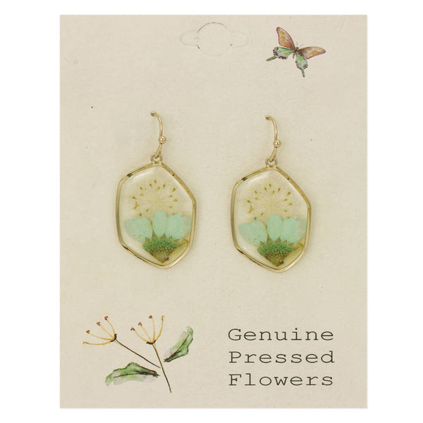 Cottage Floral Green Dried Earrings