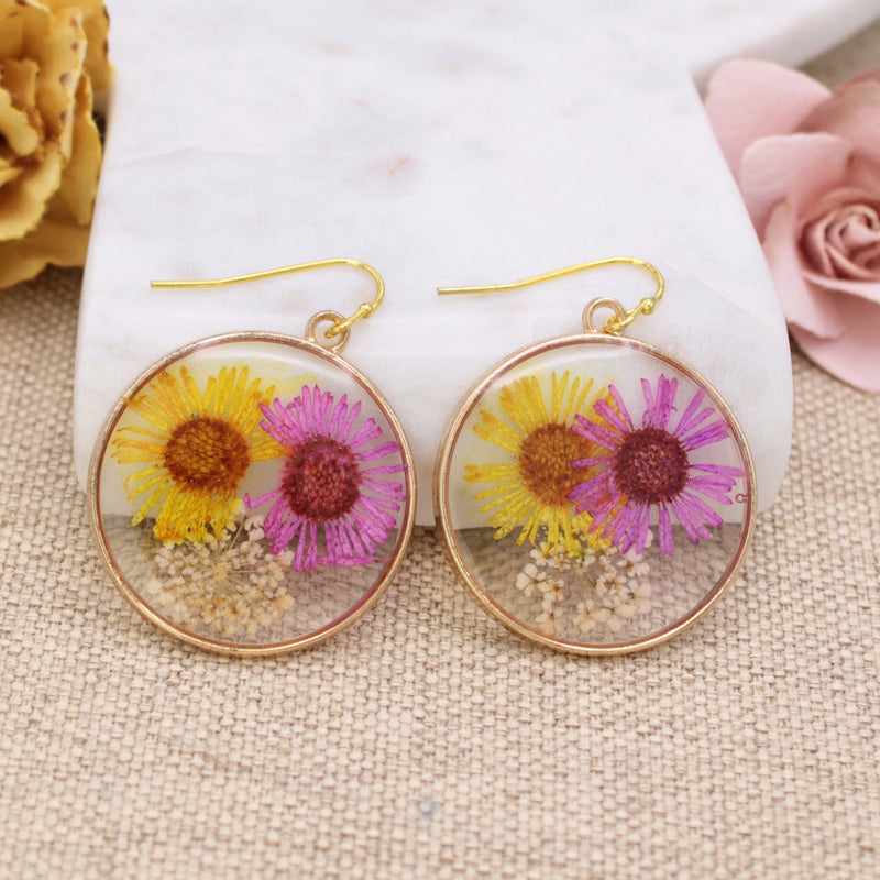 Bright Blooms Dried Flower Earrings