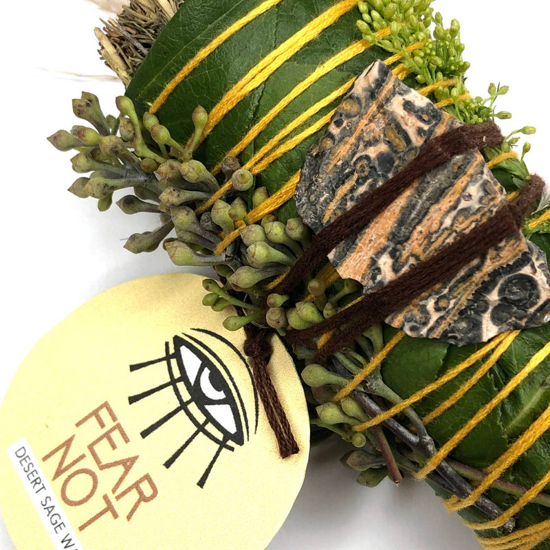 Ritual Gypsy Desert Sage + Leopardskin Jasper 'FEAR NOT' Smudge Wand