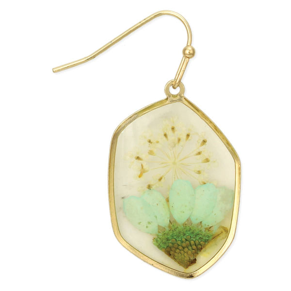Cottage Floral Green Dried Earrings