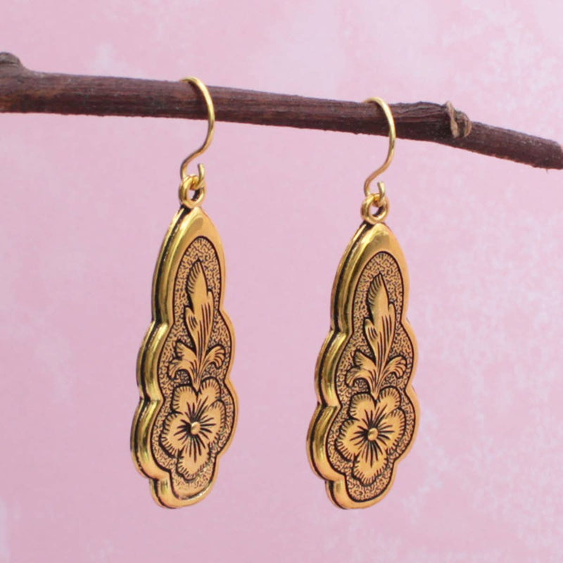 Vintage Flourish Gold Earrings