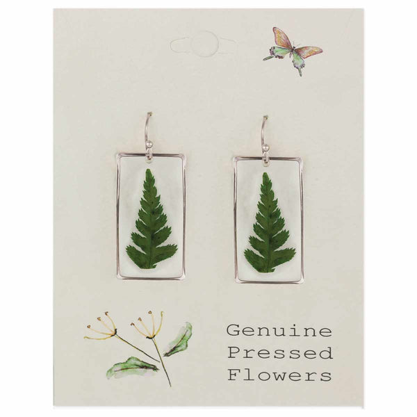 Cottage Floral Dried Fern Earrings