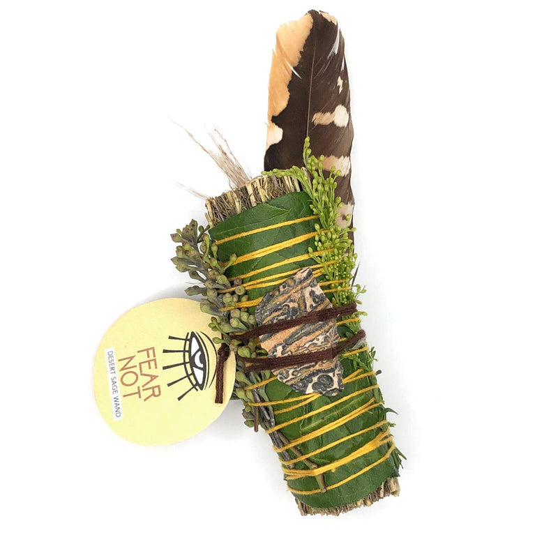 Ritual Gypsy Desert Sage + Leopardskin Jasper 'FEAR NOT' Smudge Wand