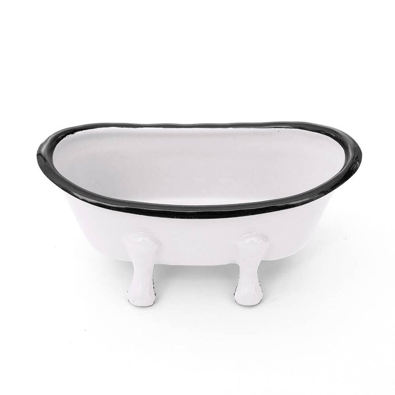 Farmhouse Metal Bathtub Soap Dish | White + Black