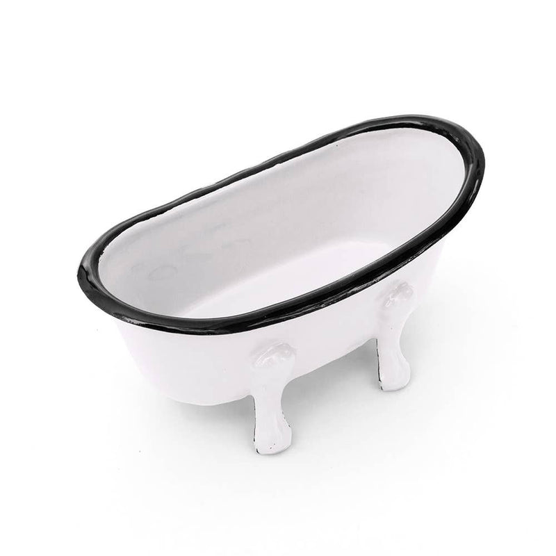 Farmhouse Metal Bathtub Soap Dish | White + Black