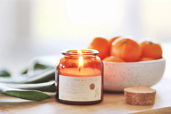 Beeswax Candle: Sweet Orange + Rosemary