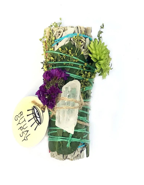 Sage Wand with Clear Quartz