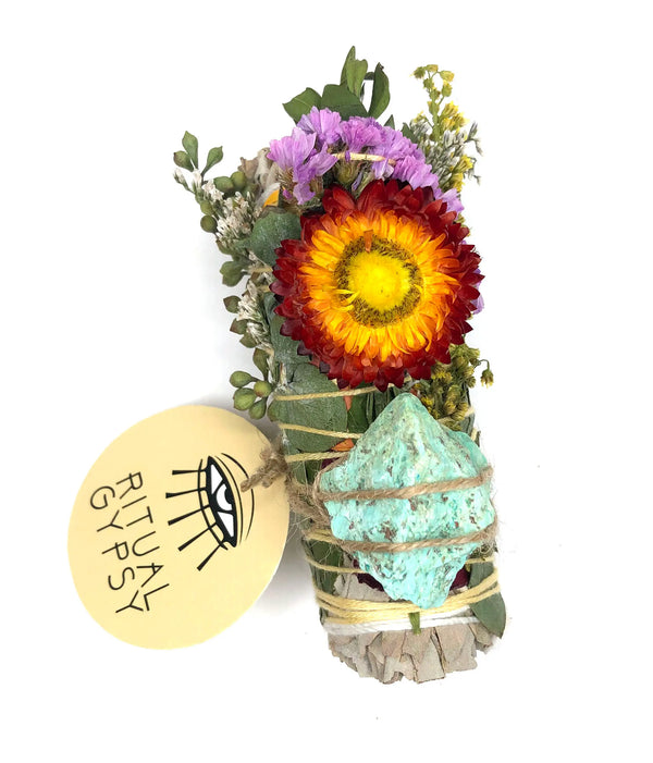 Ritual Sage Wand with Turquoise