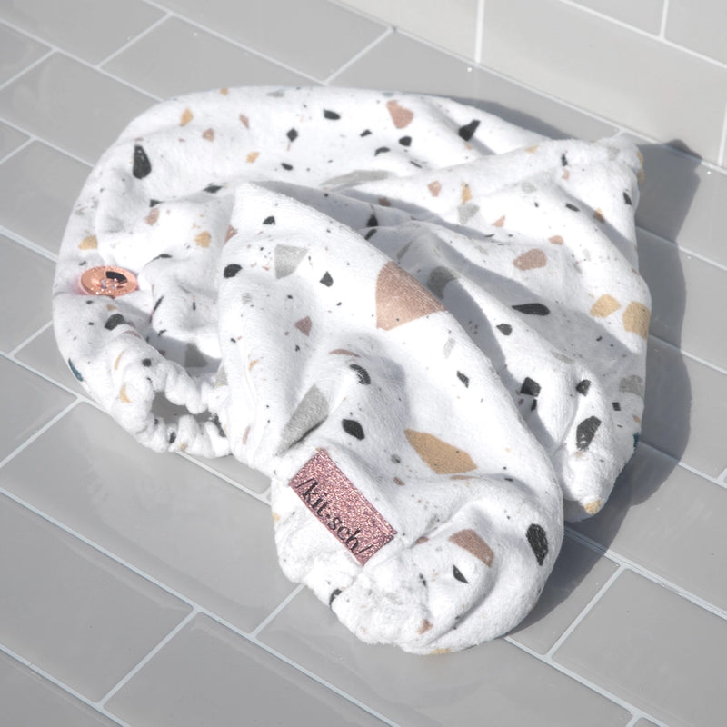 Hair Towel - White Terrazzo